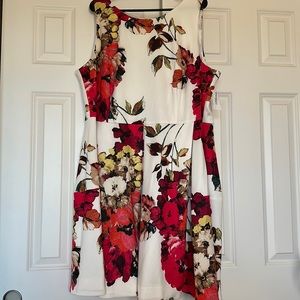 Roz & Ali Floral Sleeveless Dress - Red, White, Black